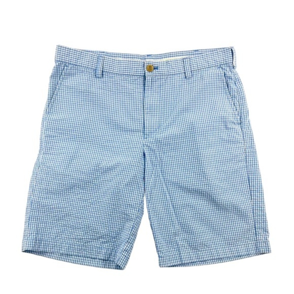 IZOD Golf Shorts 34 Men's Blue & White Checkered Gingham Style Lightweight 10597